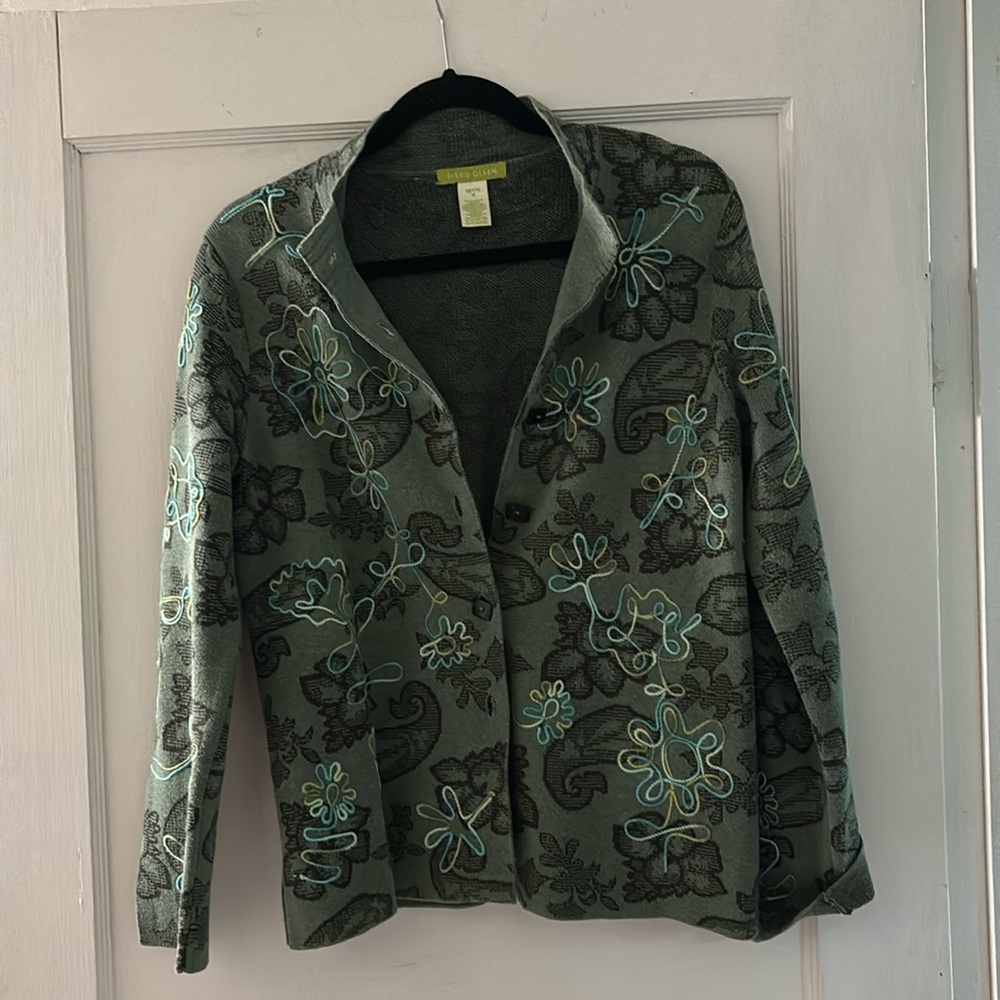 Sigrid Olsen cute 100% cotton sweater jacket.